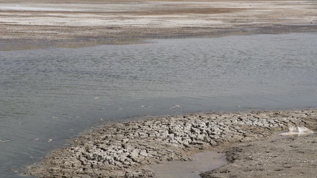 Sivas'ta kurutulan göle itfaiye ekipleri su takviyesi yapıyor